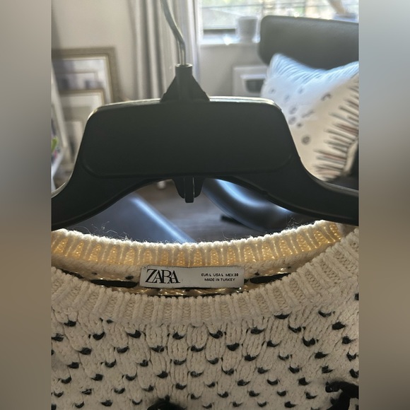 Zara Ivory and Black Knit Bow Detail Sweater - Picture 3 of 4